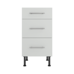 Pre Assembled Modern 450mm fitted kitchen 3 Drawer unit matt light grey