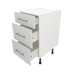 Pre Assembled Modern 450mm fitted kitchen 3 Drawer unit matt light grey