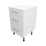 Pre Assembled Modern 500mm fitted kitchen 3 Drawer unit matt light grey