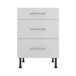 Pre Assembled Modern 600mm fitted kitchen 3 Drawer unit matt light grey