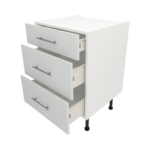 Pre Assembled Modern 600mm fitted kitchen 3 Drawer unit matt light grey