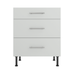 Pre Assembled Modern 700mm fitted kitchen 3 Drawer unit matt light grey