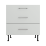 Pre Assembled Modern 800mm fitted kitchen 3 Drawer unit matt light grey