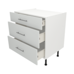 Pre Assembled Modern 800mm fitted kitchen 3 Drawer unit matt light grey
