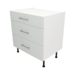 Pre Assembled Modern 800mm fitted kitchen 3 Drawer unit matt light grey