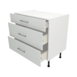 Pre Assembled Modern 900mm fitted kitchen 3 Drawer unit matt light grey