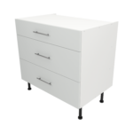 Pre Assembled Modern 900mm fitted kitchen 3 Drawer unit matt light grey