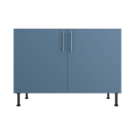 Pre Assembled Modern 1200mm fitted kitchen universal base unit matt misty blue
