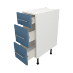 Pre Assembled Modern 300mm fitted kitchen 3 Drawer unit matt misty blue