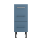 Pre Assembled Modern 350mm fitted kitchen 3 Drawer unit matt misty blue