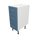 Pre Assembled Modern 350mm fitted kitchen 3 Drawer unit matt misty blue
