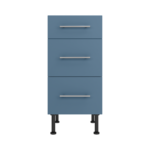 Pre Assembled Modern 400mm fitted kitchen 3 Drawer unit matt misty blue