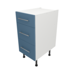 Pre Assembled Modern 400mm fitted kitchen 3 Drawer unit matt misty blue