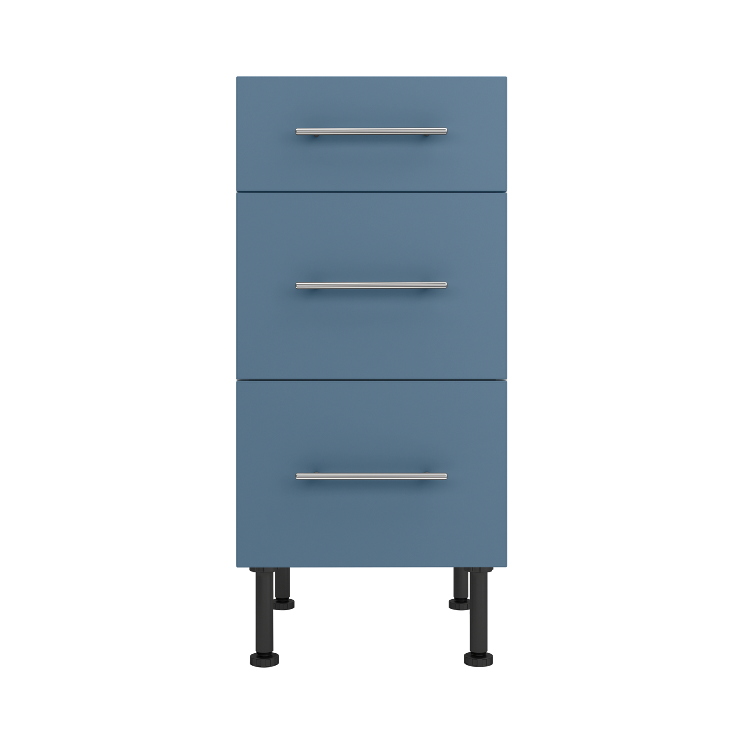 Pre Assembled Modern 400mm Fitted Kitchen 3 Drawer Unit Matt Misty Blue 