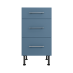 Pre Assembled Modern 450mm fitted kitchen 3 Drawer unit matt misty blue