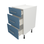 Pre Assembled Modern 450mm fitted kitchen 3 Drawer unit matt misty blue
