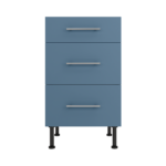 Pre Assembled Modern 500mm fitted kitchen 3 Drawer unit matt misty blue