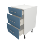 Pre Assembled Modern 500mm fitted kitchen 3 Drawer unit matt misty blue