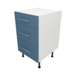 Pre Assembled Modern 500mm fitted kitchen 3 Drawer unit matt misty blue