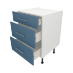 Pre Assembled Modern 600mm fitted kitchen 3 Drawer unit matt misty blue