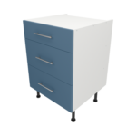 Pre Assembled Modern 600mm fitted kitchen 3 Drawer unit matt misty blue