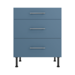 Pre Assembled Modern 700mm fitted kitchen 3 Drawer unit matt misty blue