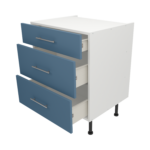Pre Assembled Modern 700mm fitted kitchen 3 Drawer unit matt misty blue