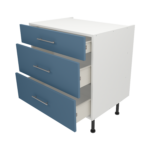 Pre Assembled Modern 800mm fitted kitchen 3 Drawer unit matt misty blue