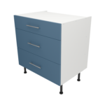 Pre Assembled Modern 800mm fitted kitchen 3 Drawer unit matt misty blue