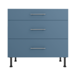 Pre Assembled Modern 900mm fitted kitchen 3 Drawer unit matt misty blue