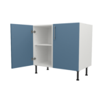 Pre Assembled Modern 900mm fitted kitchen universal base unit matt misty blue