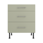 Pre Assembled Modern 700mm fitted kitchen 3 Drawer unit matt sage green
