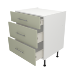 Pre Assembled Modern 700mm fitted kitchen 3 Drawer unit matt sage green