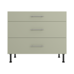 Pre Assembled Modern 1000mm fitted kitchen 3 Drawer unit matt sage green