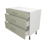 Pre Assembled Modern 1000mm fitted kitchen 3 Drawer unit matt sage green