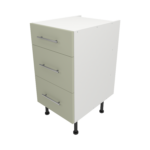 Pre Assembled Modern 450mm fitted kitchen 3 Drawer unit matt sage green