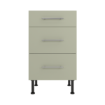 Pre Assembled Modern 500mm fitted kitchen 3 Drawer unit matt sage green