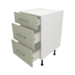 Pre Assembled Modern 500mm fitted kitchen 3 Drawer unit matt sage green