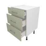 Pre Assembled Modern 600mm fitted kitchen 3 Drawer unit matt sage green