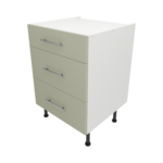 Pre Assembled Modern 600mm fitted kitchen 3 Drawer unit matt sage green