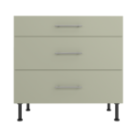 Pre Assembled Modern 900mm fitted kitchen 3 Drawer unit matt sage green