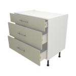 Pre Assembled Modern 900mm fitted kitchen 3 Drawer unit matt sage green