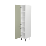 Pre Assembled Modern 400mm Tall Kitchen Larder fitted unit matt sage green