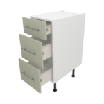 Pre Assembled Modern 350mm fitted kitchen 3 Drawer unit matt sage green