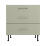 Pre Assembled Modern 800mm fitted kitchen 3 Drawer unit matt sage green