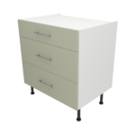 Pre Assembled Modern 800mm fitted kitchen 3 Drawer unit matt sage green
