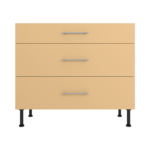 Pre Assembled Modern 1000mm fitted kitchen 3 Drawer unit matt yellow