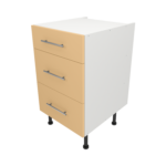 Pre Assembled Modern 500mm fitted kitchen 3 Drawer unit matt yellow