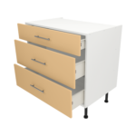 Pre Assembled Modern 900mm fitted kitchen 3 Drawer unit matt yellow