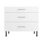 Pre Assembled Modern 1000mm fitted kitchen 3 Drawer unit matt white